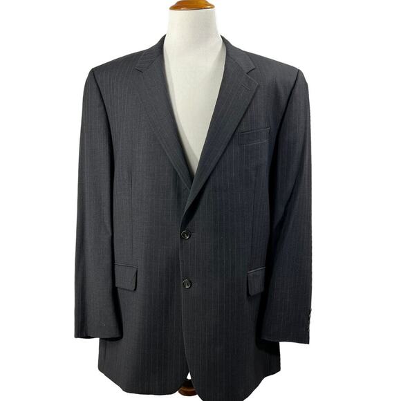 Ralph Lauren Wool Pinstripe Blazer Charcoal Gray 2 Button Heritage 50 - Picture 2 of 9